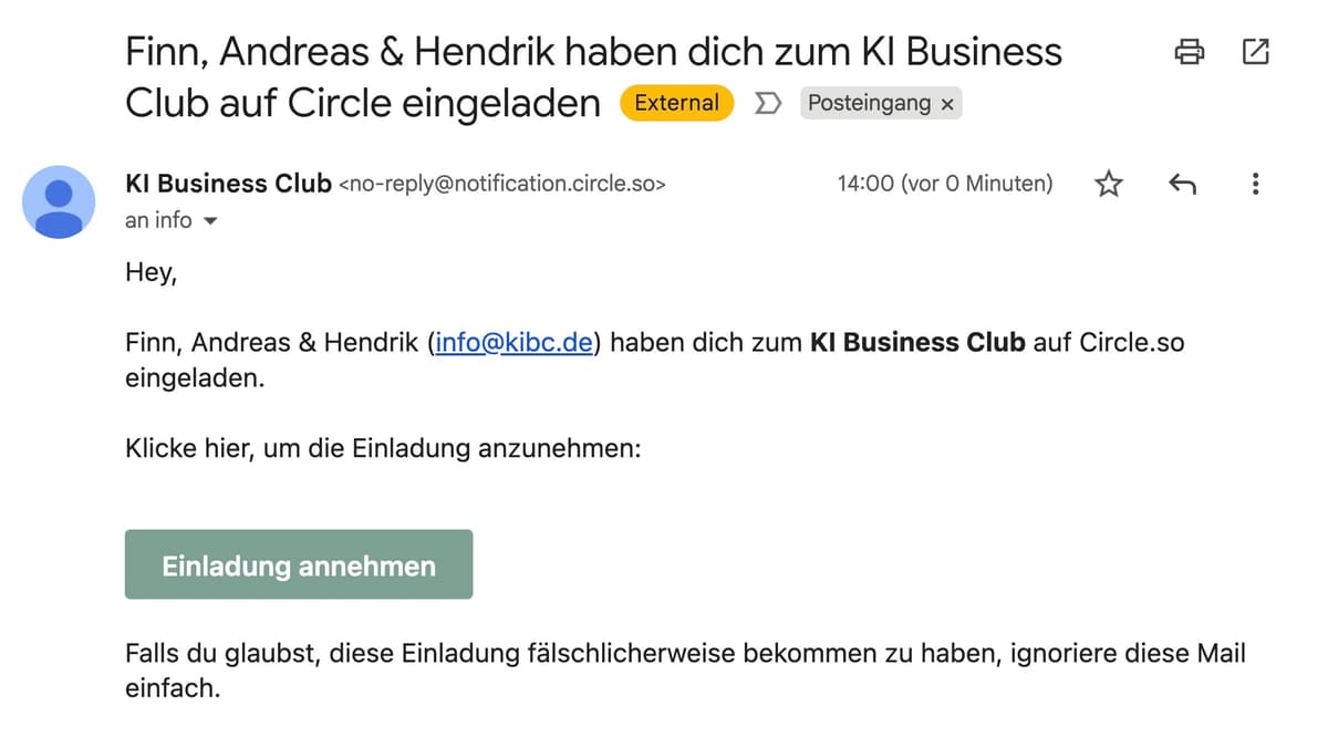 Circle Einladungsmail